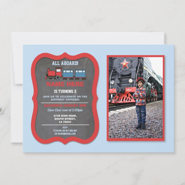 Invitación Foto de los trenes de la estación de tren de la fi (Anverso)