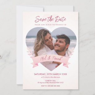 Invitación Foto de Love Heart Save the Date Invitation