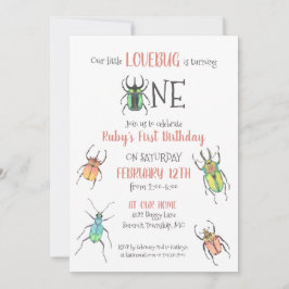 Invitación Foto de Lovebug del primer cumpleaños