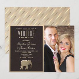 Invitación Foto de lujo en negro y oro