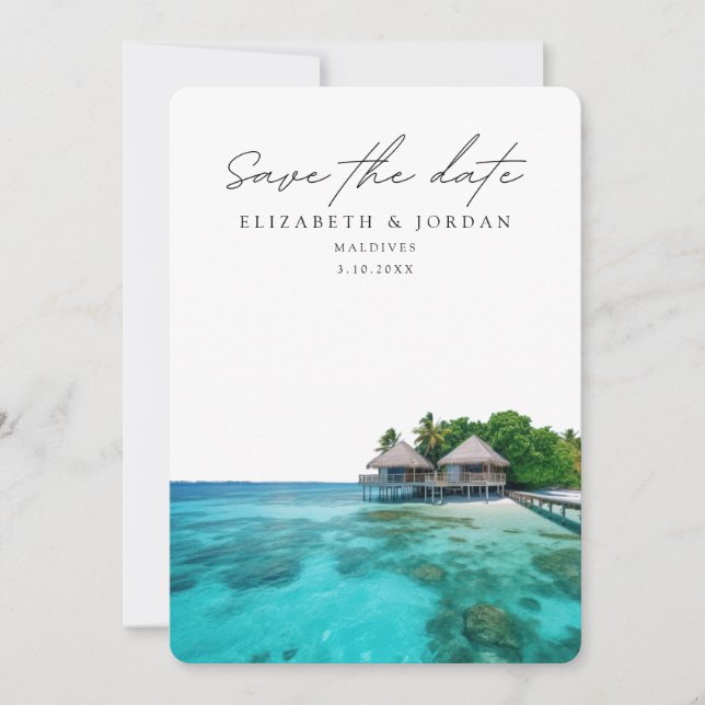 Invitación Foto de Maldivas salva al Boda de fechas (Anverso)