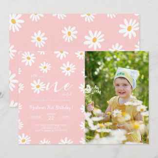 Invitación Foto de margarita floral blanca y rosa