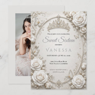 Invitación foto de mariposas princesa dulces 16