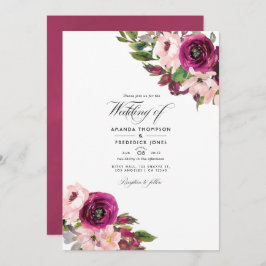 Invitación Foto de Marsala y Boda floral de Rubor