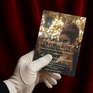 Invitación Foto de mascarada Quinceanera