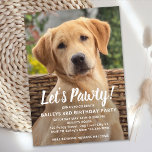 Invitación Foto de Mascota personalizada del Partido de los A<br><div class="desc">¡Vamos Pawty! Invite a amigos y familiares a su fiesta de cumpleaños de cachorro o perro con esta simple tarjeta de invitación de cumpleaños de perro para el diseño de la foto de los mascotas. Añade la foto favorita de tu cachorro y personaliza con el nombre, el número de cumpleaños...</div>