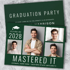 Invitación Foto de máster Partido de Graduación Verde
