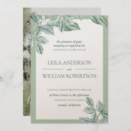 Invitación Foto de matrimonio botánico elegante