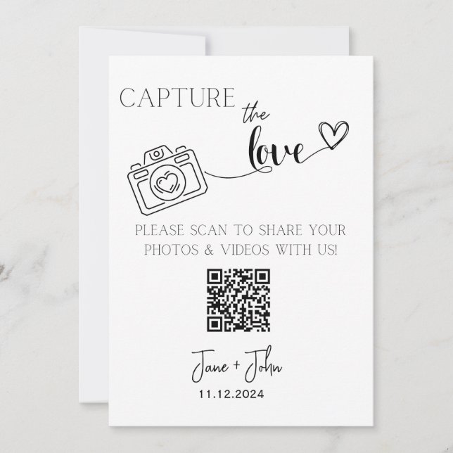 Invitación Foto de matrimonio personalizado Rótulo de código  (Anverso)