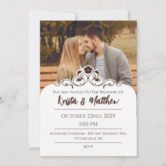 Invitación Foto de mitad Personalizado blanco floral