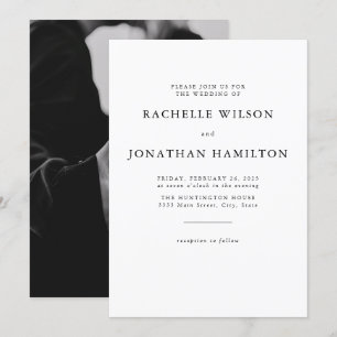 Invitación Foto de moda Boda blanco negro