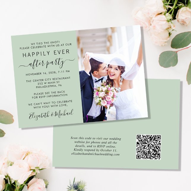 Invitación Foto de moda Código QR Recepción de boda de sabios (Subido por el creador)