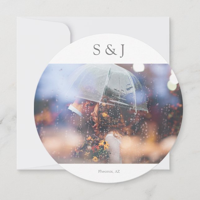 Invitación Foto de moda Elegante Círculo Moderno Gris Minimal (Anverso)