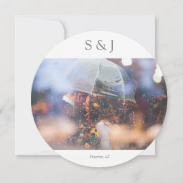 Invitación Foto de moda Elegante Círculo Moderno Gris Minimal