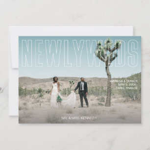 Invitación Foto de moda y tipografía de recién casados horizo