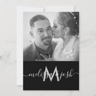 Invitación Foto de monograma de boda de agradecimiento con gu