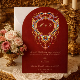 Invitación Foto de monograma de cresta Louis XV rococó
