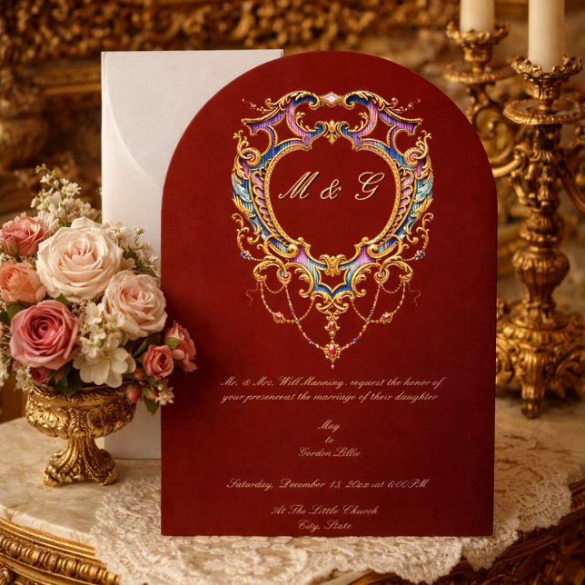 Invitación Foto de monograma de cresta Louis XV rococó  (Subido por el creador)