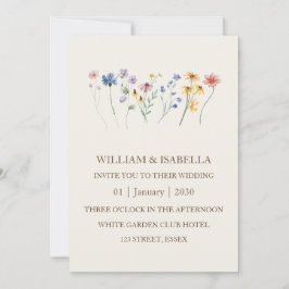 Invitación Foto de Monograma de Flor Silvestre Pastel Beige