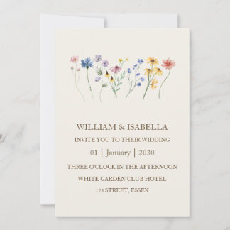 Invitación Foto de Monograma de Flor Silvestre Pastel Beige