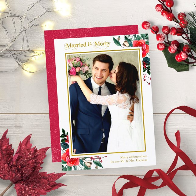 Invitación Foto de Navidad de vacaciones casados y alegres (Subido por el creador)