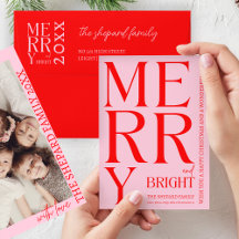 Foto de Navidad moderna alegre y brillante roja y