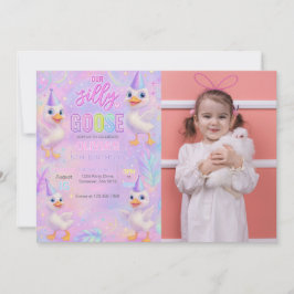 Invitación Foto de Neon Pastel Silly Goose Cumpleaños