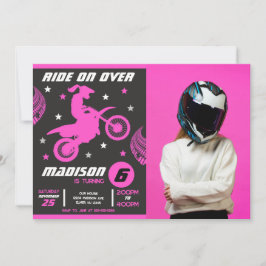 Invitación Foto de niña en motocross de moto de cross para cu
