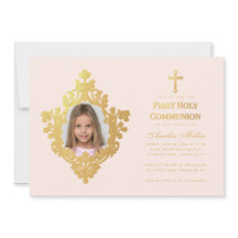 Foto de niña en su primera comunión Elegante Falso