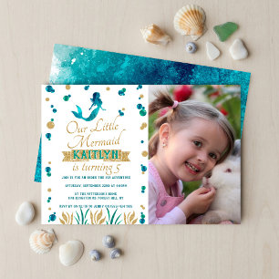 Invitación Foto de niñas sirena debajo del mar Cumpleaños de