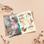 Invitación Foto de niño Animales de Woodland Primer cumpleaño<br><div class="desc">¡Bienvenidos a nuestro encantador mundo de animales Woodland! Sumérjase en la belleza cautivadora de la naturaleza con nuestra Invitación de primer cumpleaños de Woodland Animals Greenery Wild One. Esta invitación te transporta a un mágico bosque lleno de adorables criaturas que deleitarán tanto a los jóvenes como a los viejos. Bosque...</div>