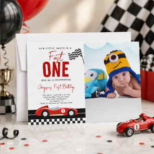Invitación Foto de niño de carreras Uno Rápido para cumpleaño