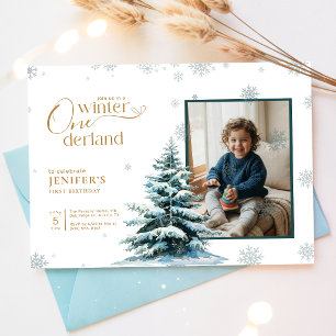 Invitación Foto de niño en invierno Onederland Fiesta de cump