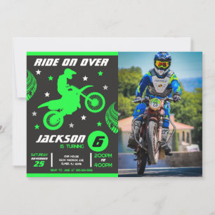 Invitación Foto de niño en motocross de moto de cross cumplea