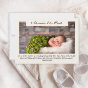 Invitación Foto de niño o niña moderna religiosa Bautizo