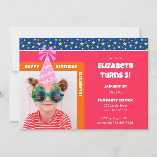 Invitación Foto de niño personalizada Feliz cumpleaños con Go (Anverso)