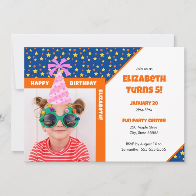 Invitación Foto de niño personalizada Feliz cumpleaños Gorra  (Anverso)