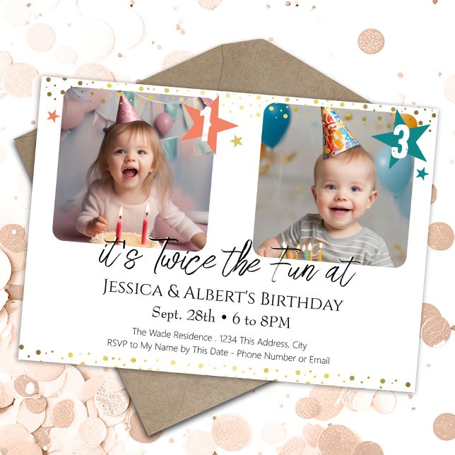 Invitación Foto de niños con doble cumpleaños (Subido por el creador)