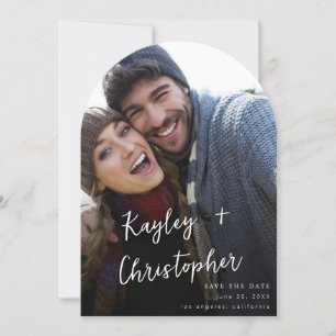 Invitación Foto de nombre moderno Moda vertical Guardar el ar