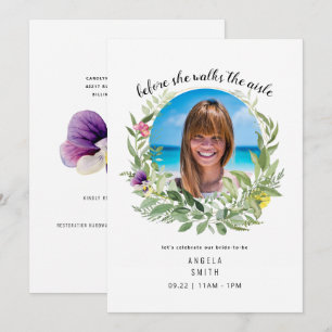 Invitación Foto de novia antes de caminar Invitat a la ducha