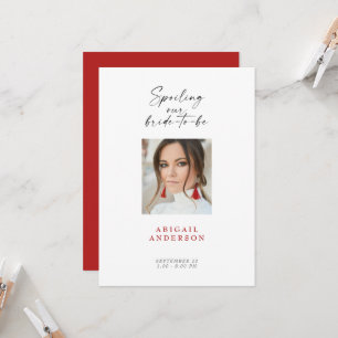 Invitación Foto de novia roja ducha de novia