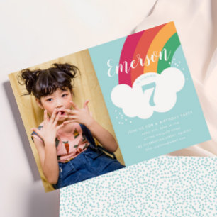 Invitación Foto de Nube de Arcoíris Cumpleaños de Niños