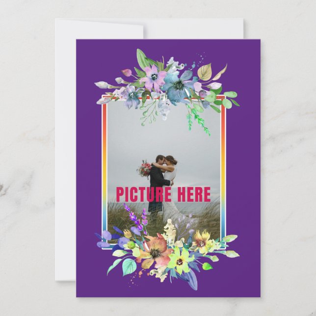 Invitación Foto de nuestro Personalizado morado floral del dí (Anverso)