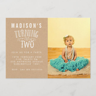 Invitación Foto de número personalizado de cumpleaños 2 chica