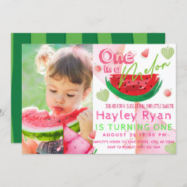 Invitación Foto de One In a Melon Primer cumpleaños