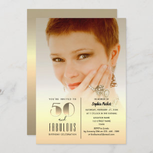 Invitación Foto de oro cumpleaños número 50