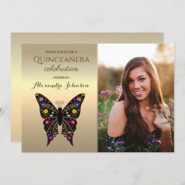 Invitación Foto de oro Quinceanera 15º cumpleaños