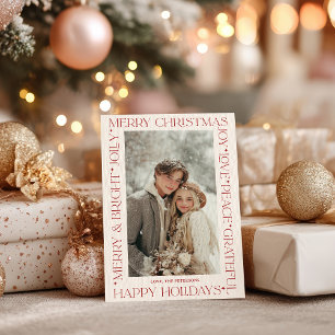 Invitación Foto de palabras modernas y elegantes de Navidad e