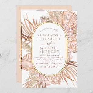 Invitación Foto de Pampas Grass Photo Boho Boda tropical