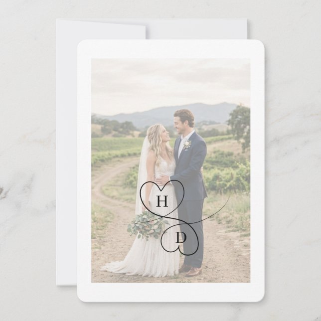 Invitación Foto de Pareja Boda Moderna (Anverso)